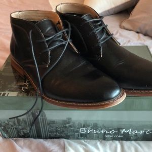 Black Bruno Marc boots. Worn to a wedding once.